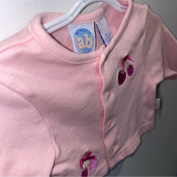 5/$15 Authentic Baby Pink Cardigan with Cherry Embroidery - Picture 5 of 6